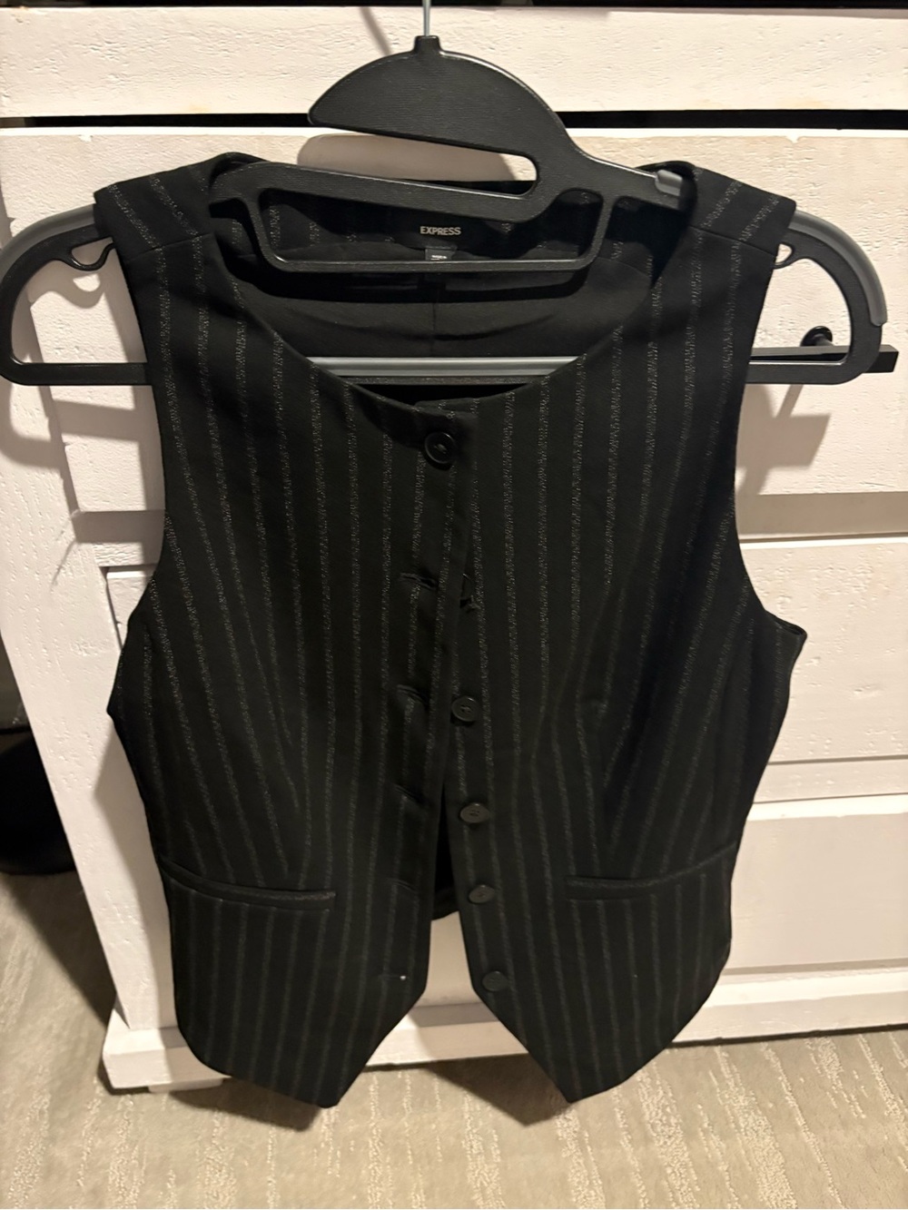 Express Black Pinstripe women’s vest
